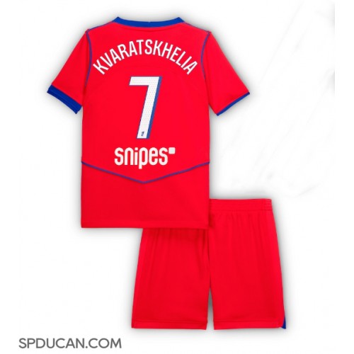 Dječji Nogometni Dres Paris Saint-Germain Khvicha Kvaratskhelia #7 Rezervni 2025-26 Kratak Rukav (+ Kratke hlače)